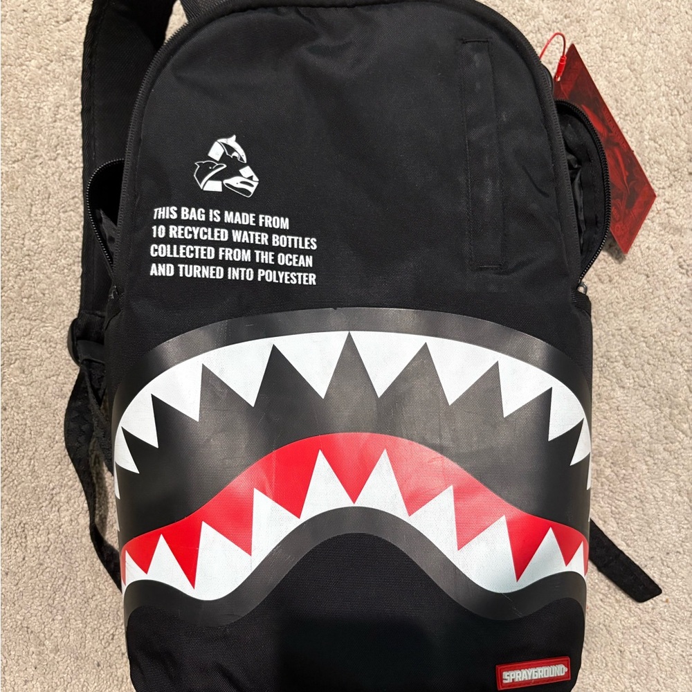 Sprayground Black and Red Shark Mouth Backpack